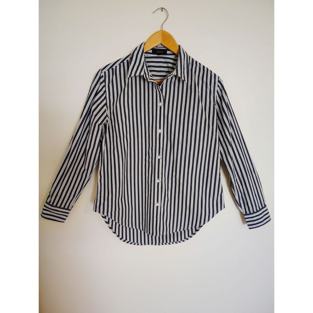 Quince Striped Button Down Shirt Women’s Capsule Wardrobe Preppy Coastal